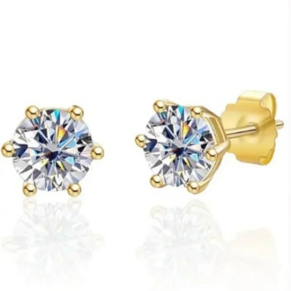 Certified 4ct. t.w. Moissanite Diamond Round Stud Earrings NEW